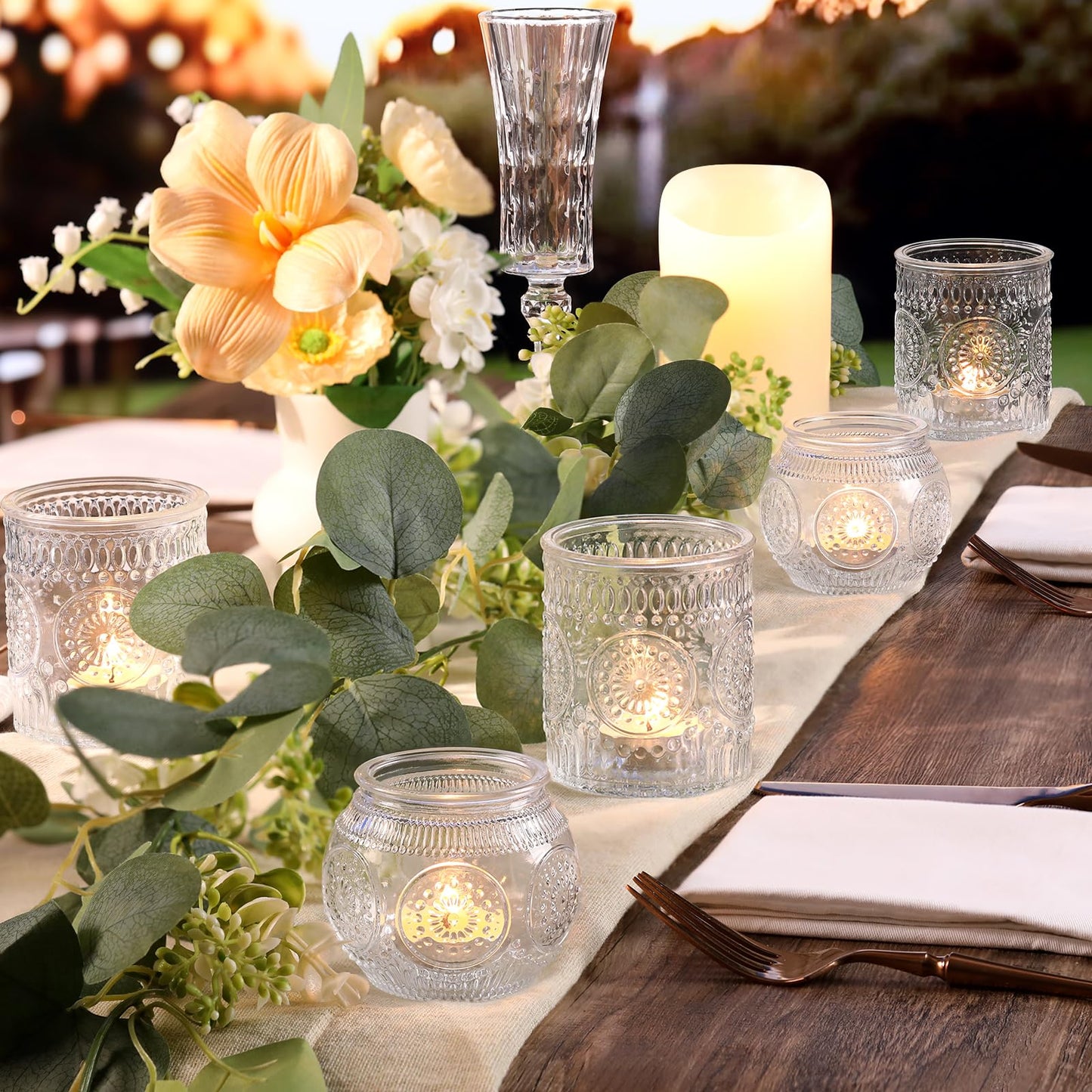 DARJEN Clear Votive Candle Holder Set of 20, Upgraded Size Tea Light Candle Holder Glass for Wedding Table Centerpieces, Elegant Bulk Votive Holders for Party, Proposals and Wedding Shower