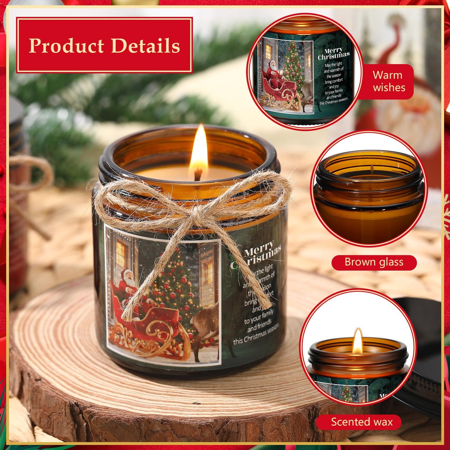 MTLEE 6 Pcs Christmas Candles Gifts Bulk Scented Candle Jars for Coworkers Women Aromatherapy Candles for Home Xmas Birthday Gifts Yoga(Retro Style)
