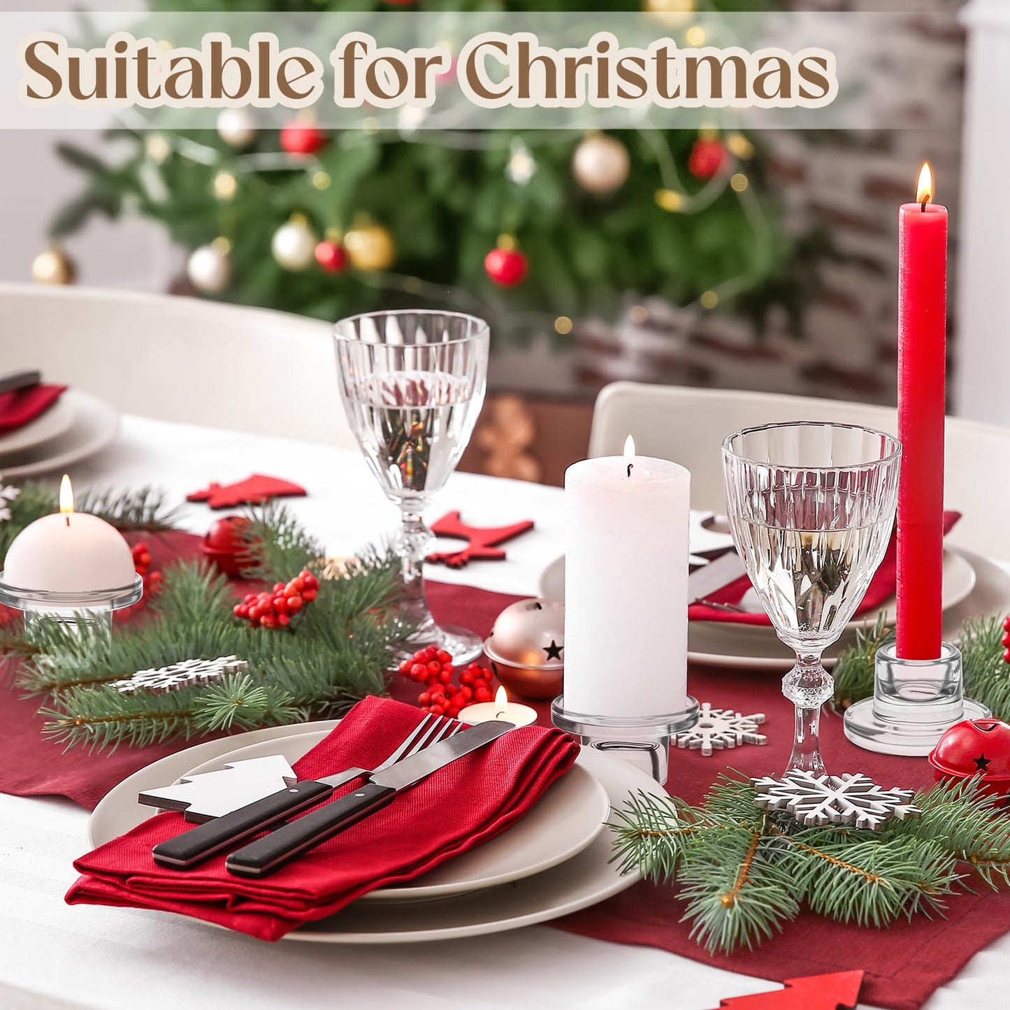 30 Pcs Glass Taper Candle Holders Candlestick Holders Clear Short Tapered Candle Holder Bulk, Elegant Glass Candle Sticks Set for Wedding Christmas Table Centerpiece Clear