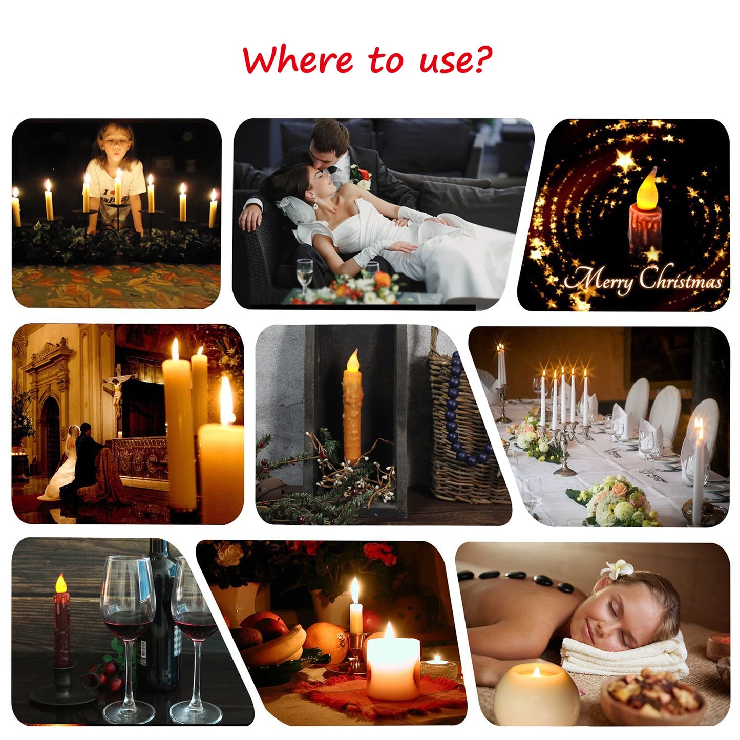 CVHOMEDECO. Real Wax Hand Dipped Battery Operated LED Timer Taper Candles Rustic Primitive Flameless Lights Decor, 6-3/4 Inch, Orange, 6 PCS in a Package