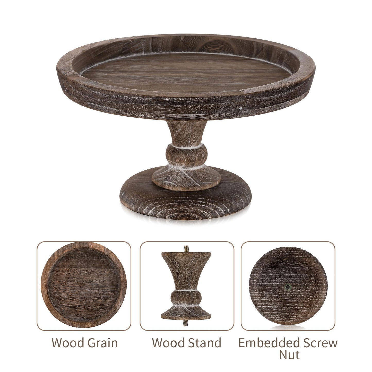 Hanobe Display Riser for Farmhouse Decor: Rustic Wooden Risers Round Decorative Pedestal Plate Stand Holder Tray for Candle, Cupcake, Plant