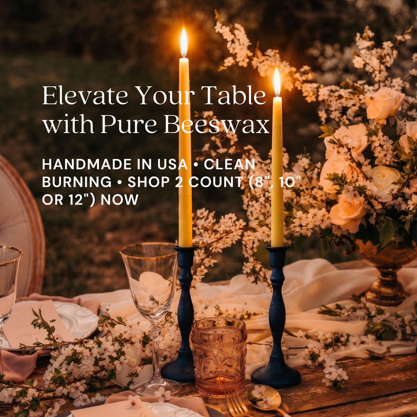Bluecorn Beeswax Taper Candles, 100% Pure Natural Bees Wax, Pair of 12 Inch Orange Tapered Candlesticks, Clean Burning & Dripless, Fragrance Free, Long Lasting, Home Decor, American Made, 1 Count