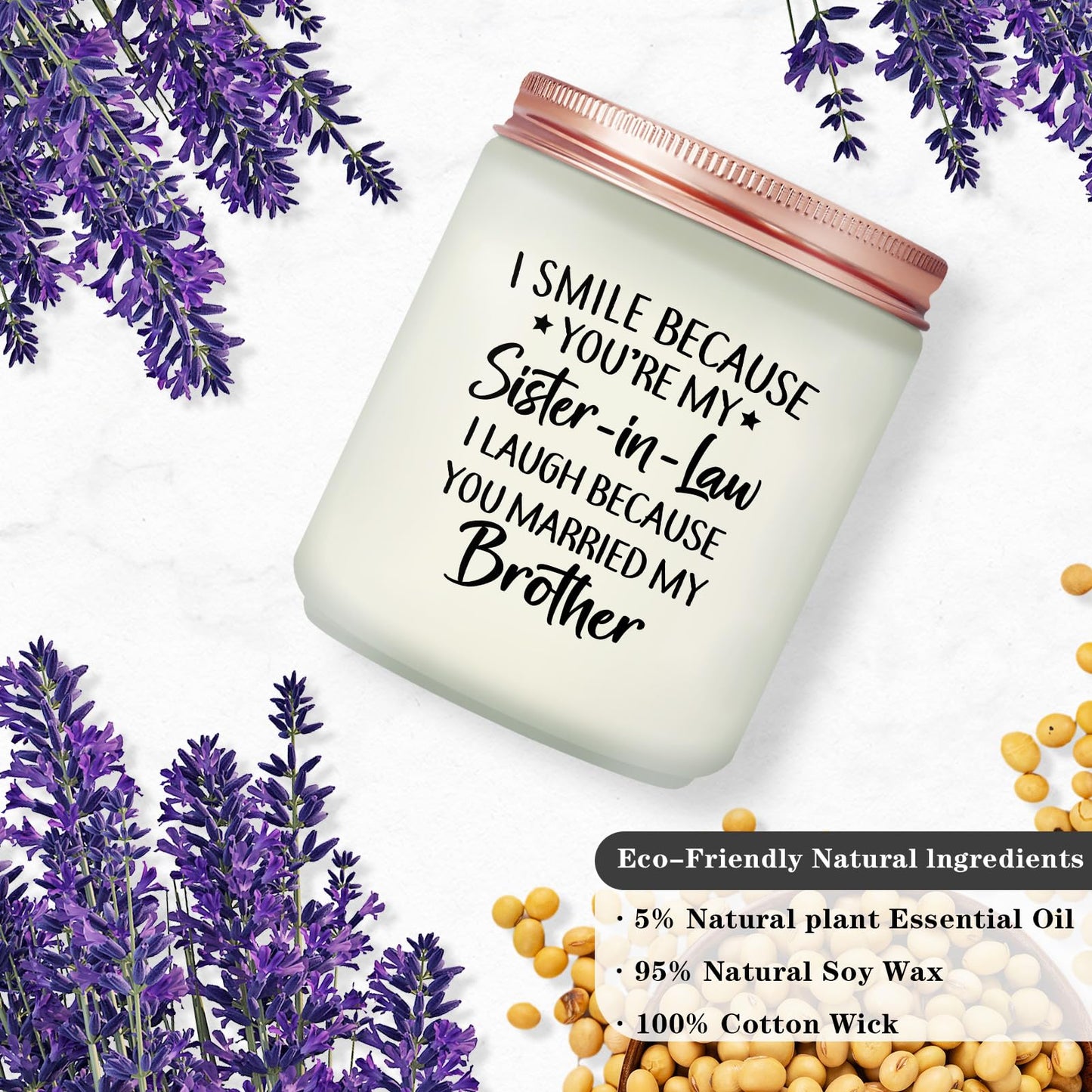 Maybeone Mothers Day Gifts for Sister in Law - Birthday Christmas Valentines Day Wedding Gifts for Sister in Law - Lavender Scented Candle