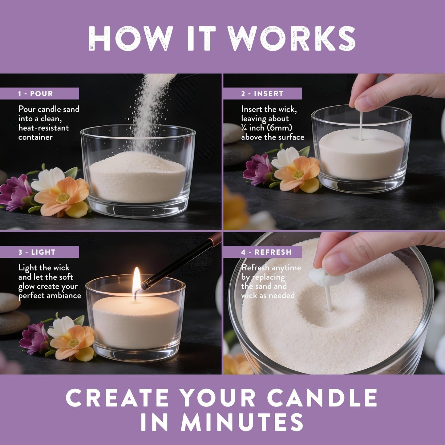 LIVINVIBE Pearled Candle Sand 10.5 oz (300g) – Lavender Serenity Scented Candle, Purple Color, Relaxing Aromatherapy, Home Decor, Stress Relief, Long-Lasting Burn