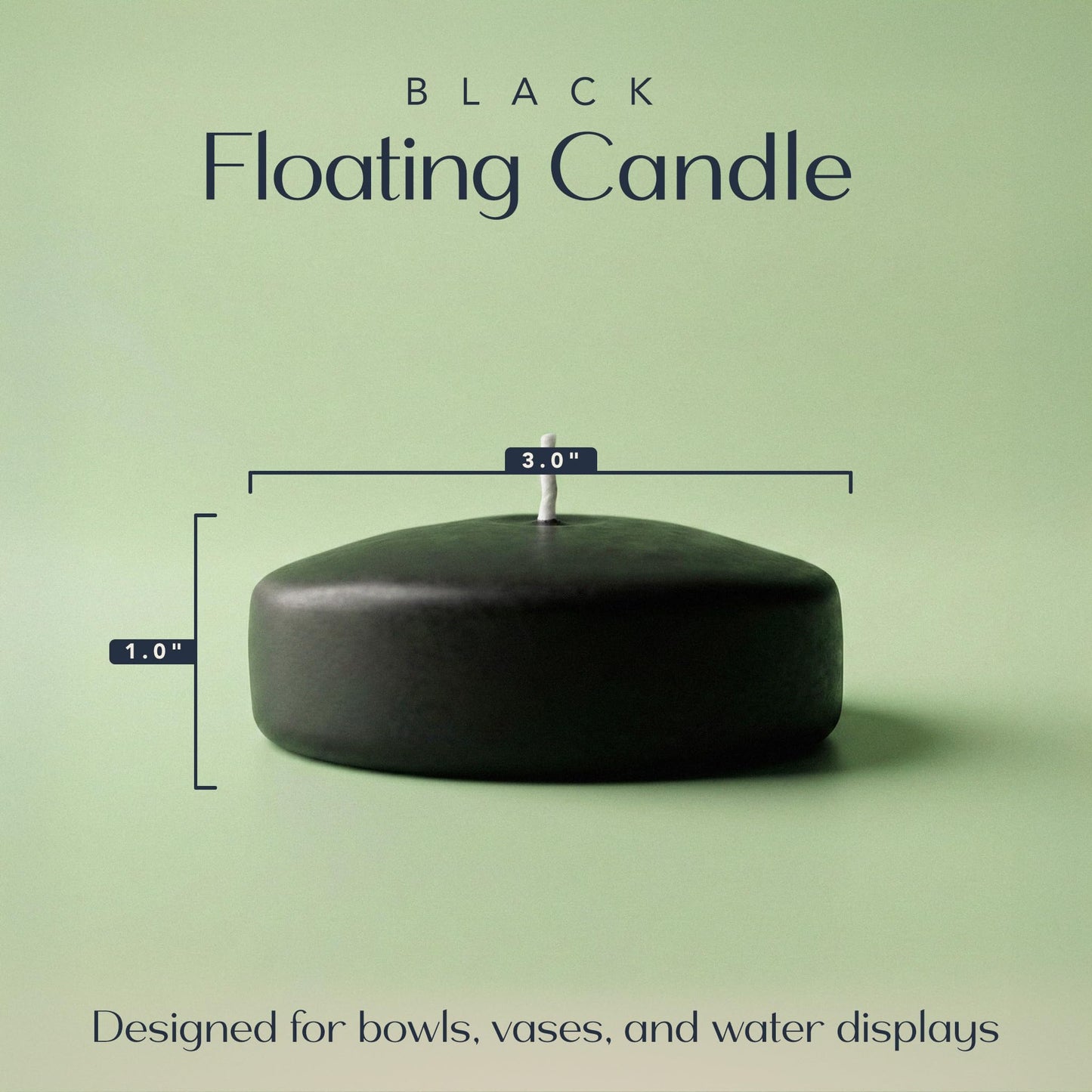 Floating Candles 3 inch Black Unscented Dripless Wax Discs | Made in USA Long Burning Floating Candles for Centerpieces 8-10 Hour Burn Time, Weddings, Parties, Home Décor & Holidays - Royal Imports