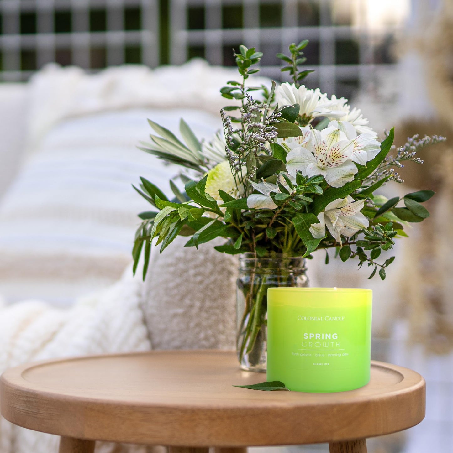 Colonial Candle Spring Growth Scented Jar Candle, Pop of Color Collection, 3 Wick, 14.5 oz - Up to 60 Hours Burn