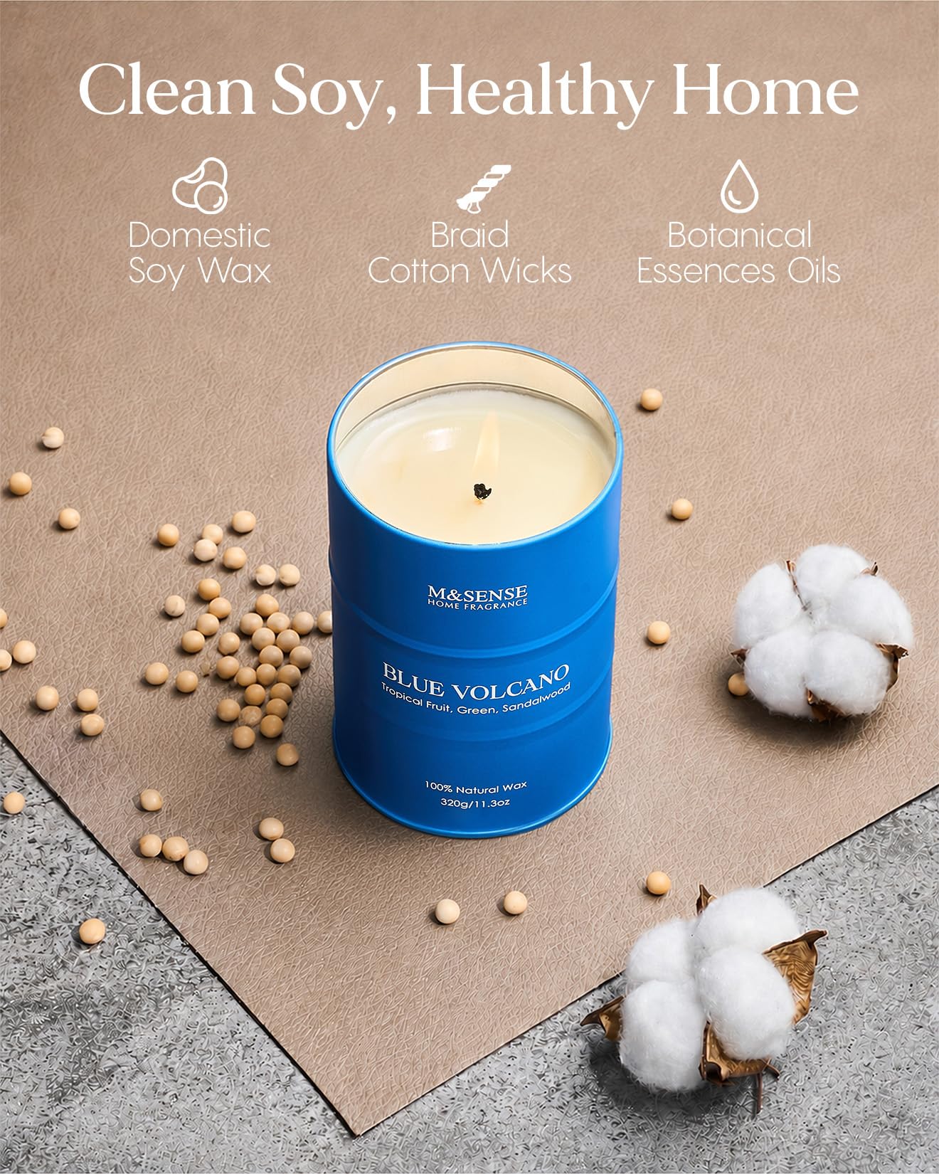 M&SENSE Tropical Fruit Soy Scented Candles Natural Non Toxic, Summer Candles 11.3oz 70 Hours Long Lasting Burning, Unique Candle Gifts Cozy Room Decor for Women Men