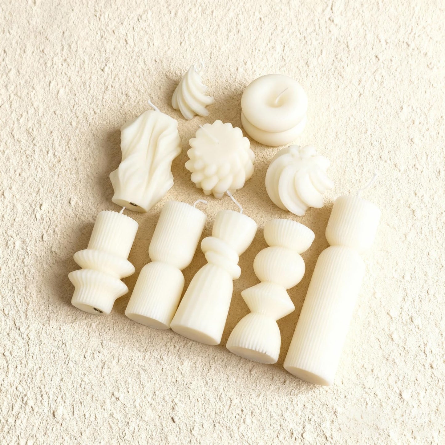 PEDOBALI 10 Pcs Pillar Candles White Aesthetic Modern Candles Set Soy Wax Handmade Ribbed Decor for Housewarming Gift, Home Decor, Table Decor, Shelf