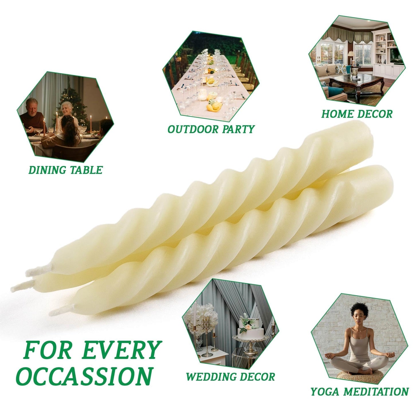 7.5 inch Natural Pure Hand Poured Spiral Bees waxs Tapered Candle 4 Packs,Unscented Dripless Twisted Candlesticks,Wick and Smokeless for Home Decorations, Yoga