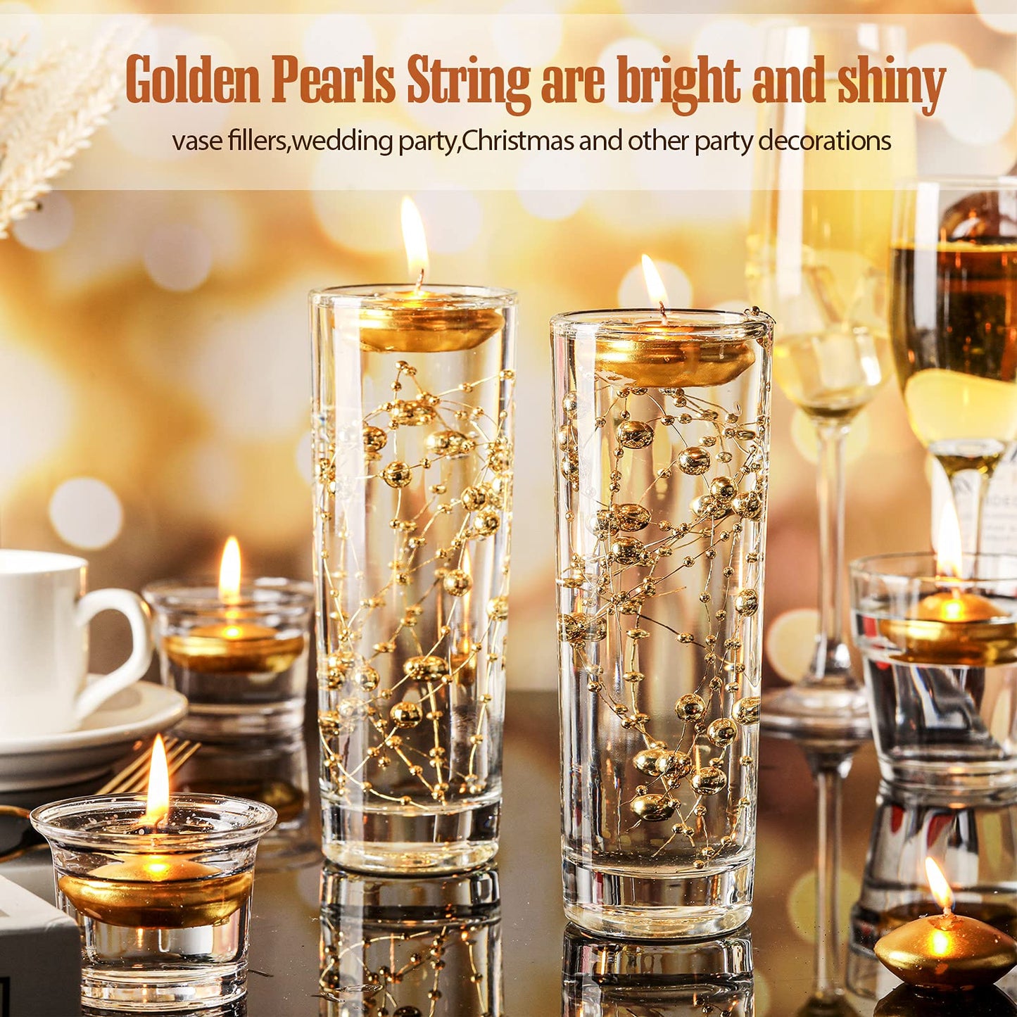 Nuanchu 20 Pcs Mini Floating Candles Small Floating Unscented Candles Round Tea Lights Disc Smooth Wax for Pool Bathtub Dinner Wedding Home Favors(0.7 x 1.4 in,Gold)