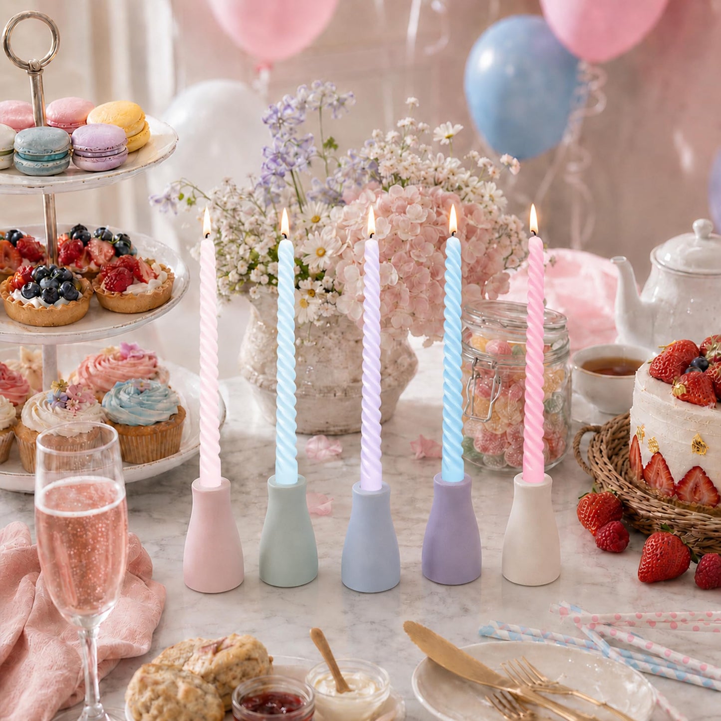 10 Inch Cream Candy Taper Candle Set, 10 Pack Elegant Unscented Dripless Candlesticks for Family Dinner Parties Home Decoration Picnic