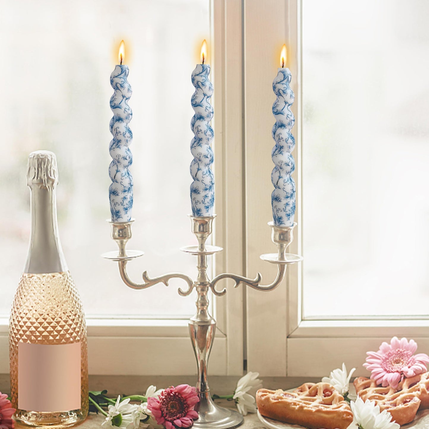 Spiral Candles Printed Candlestick Set of 2 Short Taper Candle Twisted Candlesticks Tapered Candles for Home Wedding Women Gifts
