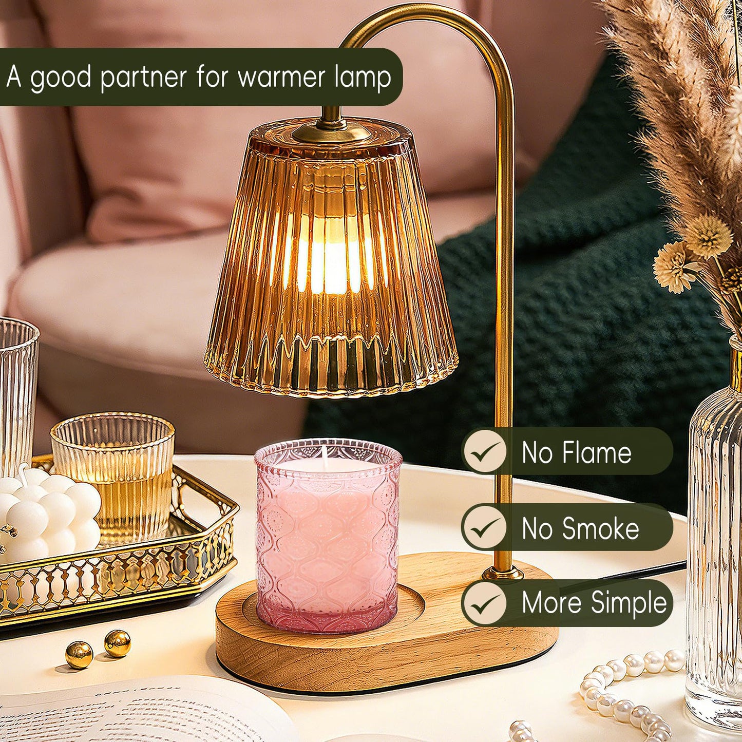 Pink Sands Scented Candle, Melon & Osmanthus Jar Candle Natural Soy Candles for Home Scented, 60 Hour Candle in Glass for Women, Friends, Family, Colleagues