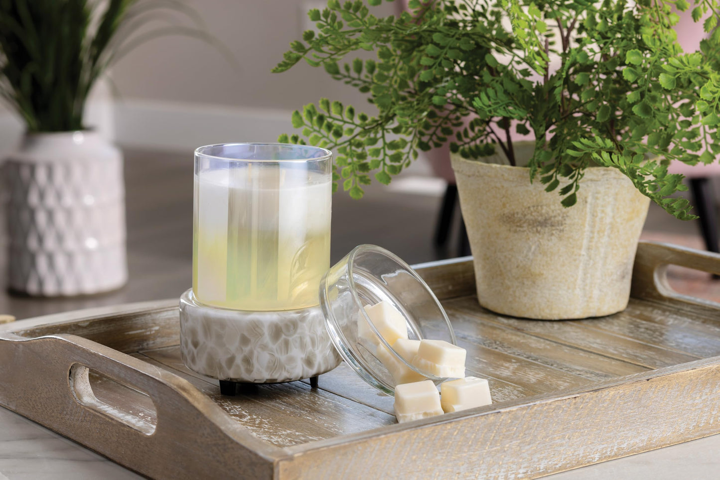 Candle Warmers ETC 2-in-1 Candle and Fragrance Warmer for Warming Scented Candles or Wax Melts and Tarts with to Freshen Room, Swirl