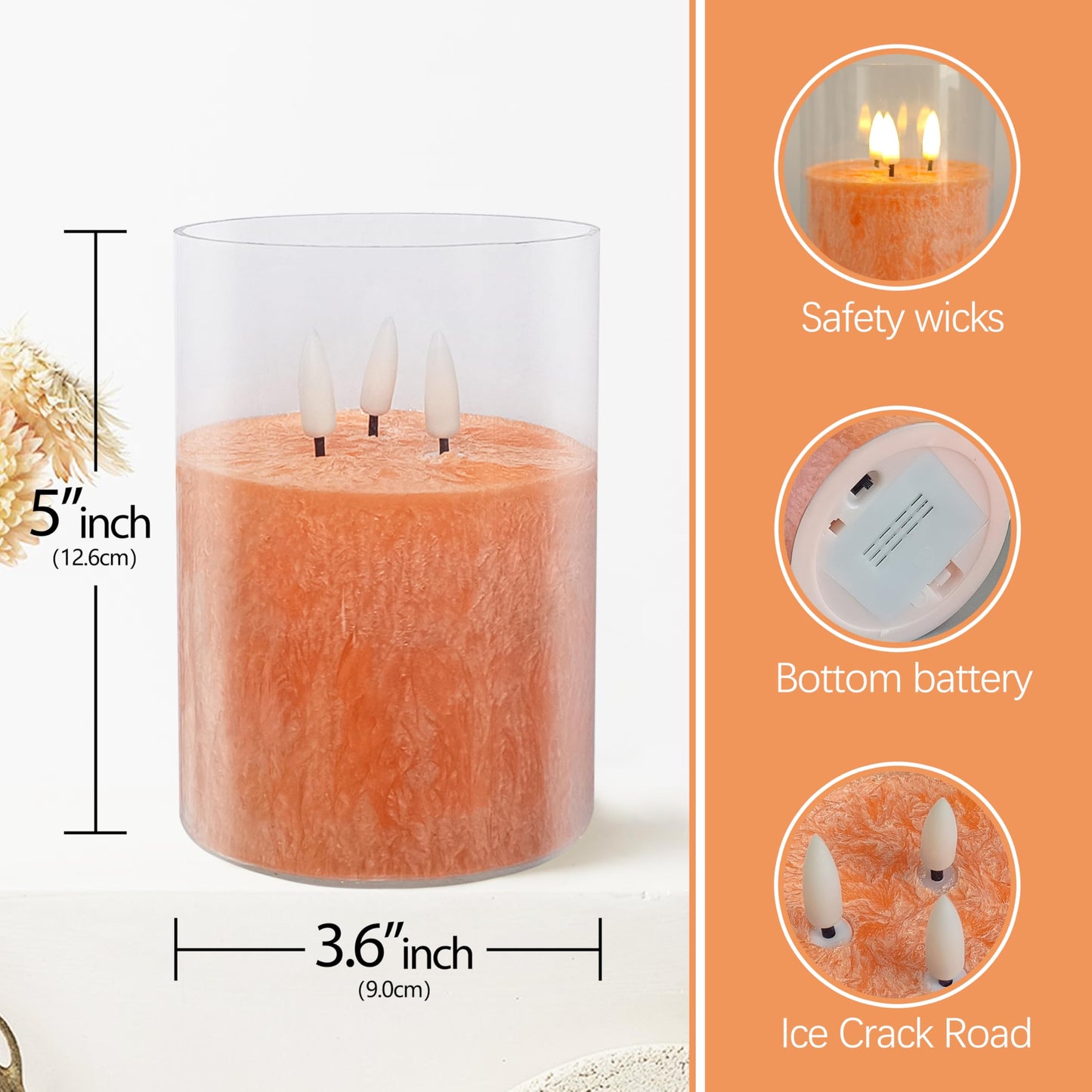 DEVSYWAX LED Candles Flameless Pillar Candles