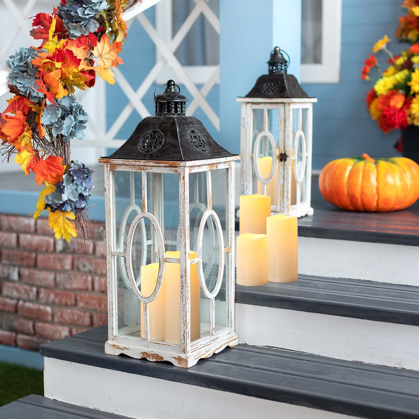 Yongmao 6" 8" 10" x 4" Waterproof Outdoor Flameless Candles Battery Operated LED Flickering Pillar Candles with Remote and Timer for Indoor Outdoor Lanterns, Long Lasting, Ivory White Large, Set of 3