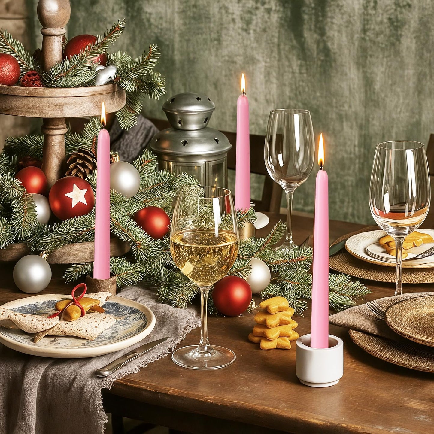 KONNI 0.87×10 Inch Pink Taper Candles, Unscented and Smokeless Tall Candlesticks, 10 Pack Tapered Candles with Cotton Wicks, Long Burning, Ideal for Weddings, Dinner Parties, and Home Décor