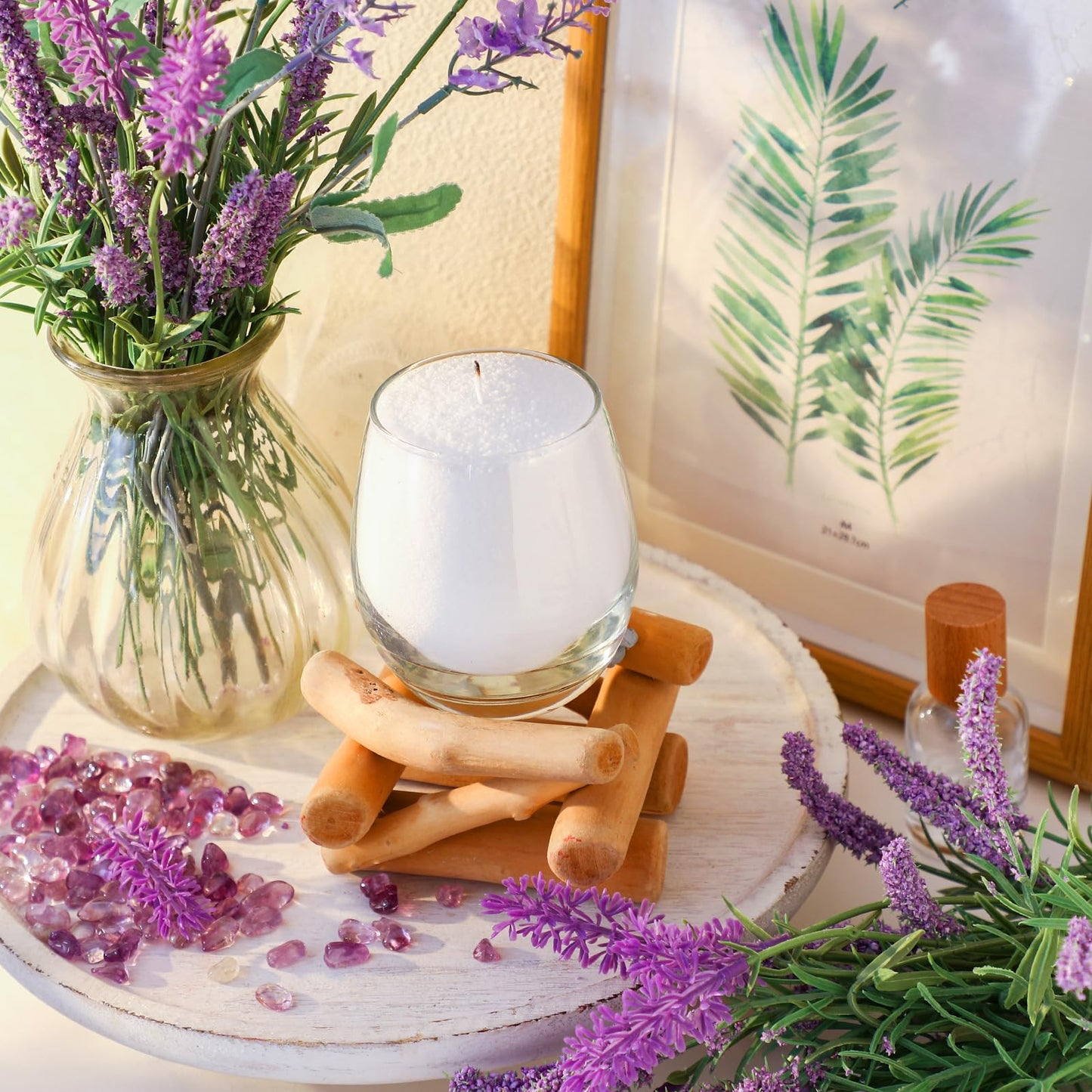 Conelist 1lb Lavender Scented Pearled Candle Sand Wax Set Customized Powder Making Candles Refill Kit Palm Wax All Natural Non Toxic with 10 Wicks for Graduation Thank You Teacher Gifts DIY Making