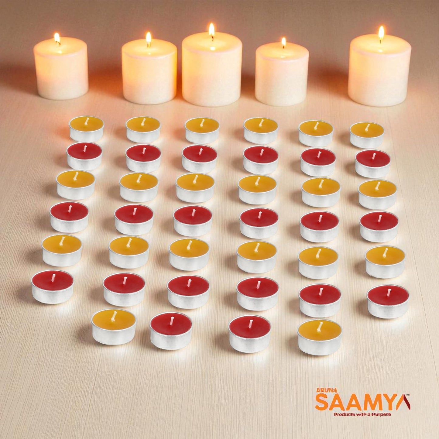 ArunaSAAMYA Handcrafted Scented Tealight Candle I Combo Pack I Rosy Radiance + Vanilla Serenade I Set of 40 (37 cm X 15 cm Each) I 12 GMS Each I Upto 3.5 Hours Burn Time Each