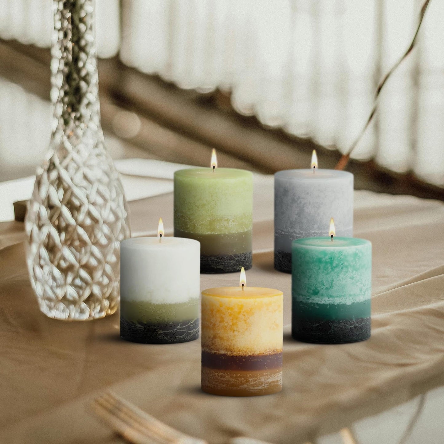 3x3 Scented Pillar Candle – Kieffer Lime Lychee, Fresh Citrus & Sweet Fruit Fragrance, Clean Burn Decorative Pillar Candle for Home Décor & Gifting
