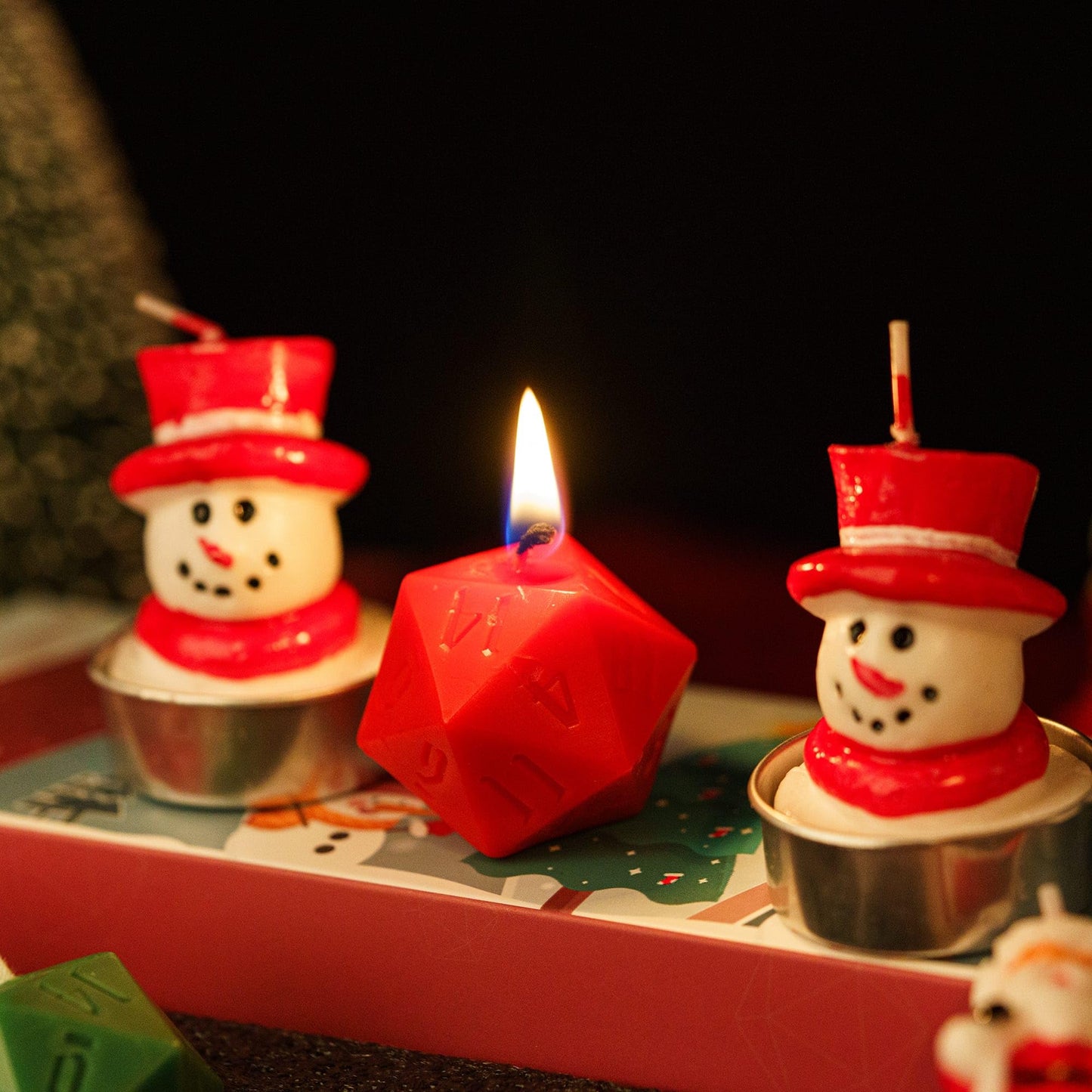 KSNDie D20 Dice Candles Set, Box of 5 Piece, Long Burning Candles, DND Christmas Candle Gift Polyhedral Dice Candle with Gift Box for Home Decor, Christmas, as D&D Gifts