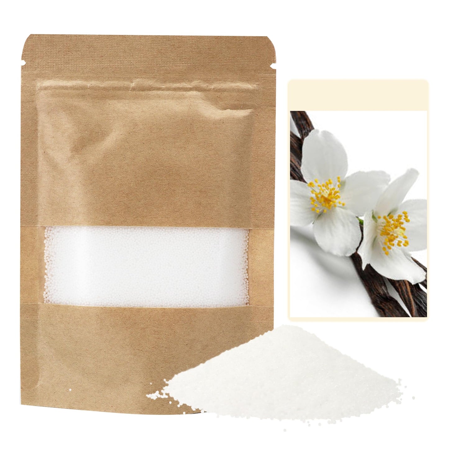 Monivi Scented Candle Sand with Wicks 1.1lb White Pearled Candle Beads Sand Candles with Wicks for Mothers Day Gift 85 Burn Hours Refillable Candle Wax for DIY Candle Making(Scented Vanilla)