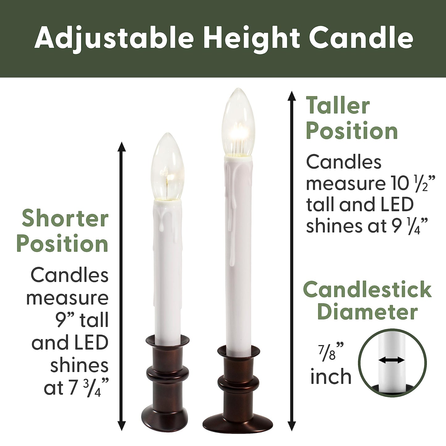 612 Vermont Ultra-Bright LED Window Candles with Timer, Battery Operated, Slim-Line Metal Base, VT-2813-AW-4R (Antique Bronze, Pack of 4)
