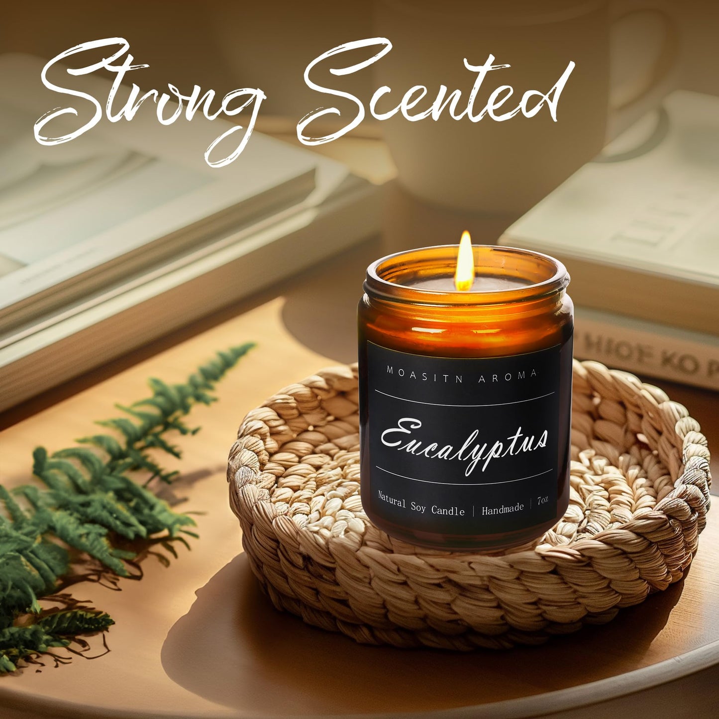 MOASITN Eucalyptus Heavenly Scented Candles for Home| Natural Soy Aromatherapy Candle| Handmade Long Lasting Jar Candel| Women,Men Gift for Relaxing,Housewarming,Birthday,Meditation,Bath| 7oz