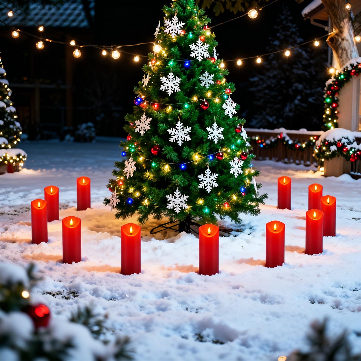 fclayvts 24 Pack Red LED Candles with Remote & Timer - Flameless Pillar Candles with 3D Flickering Flame, Battery Operated for Christmas Tree, Table Centerpieces, Party Decor
