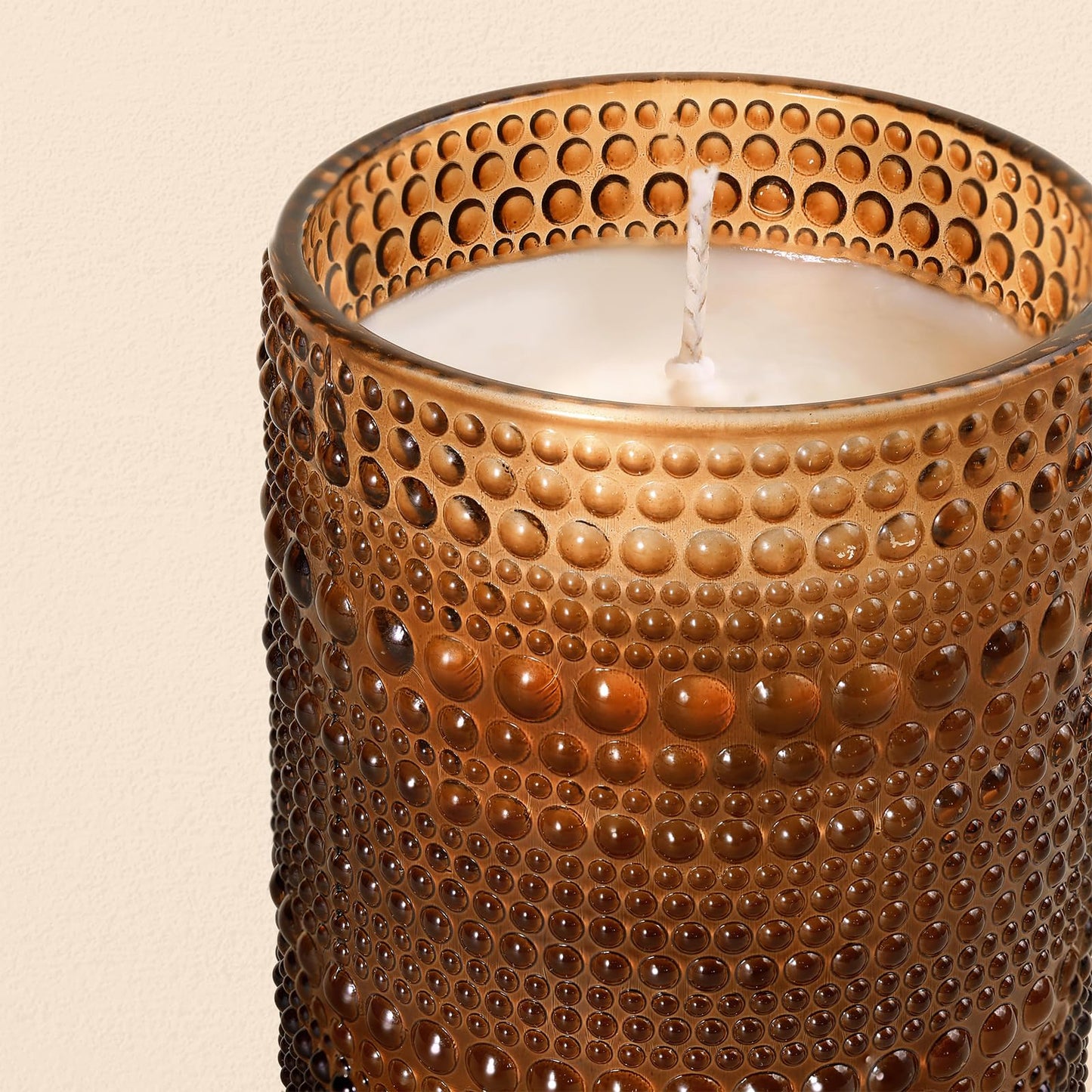 DEVI 14oz Amber Empry Glass Candle Jars for Making Candles (6 Pack), 3 Wick Candle Jars, Bulk Empty Candle Containers, Candle Tins Making Supplies for Gifts, Boho Cristmas Shelf Decor