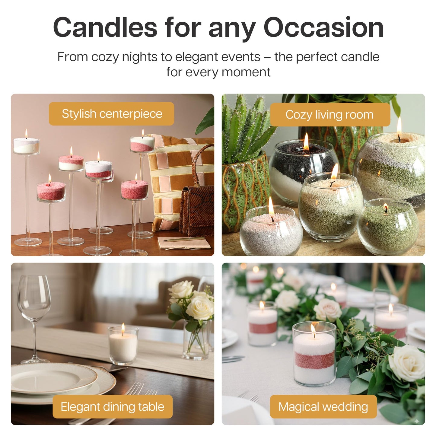 comforder Unscented Candle Sand with Wicks, Pearled Candle, Wax Granules, 14oz Sand Wax Granules + 4 Wicks (Red)