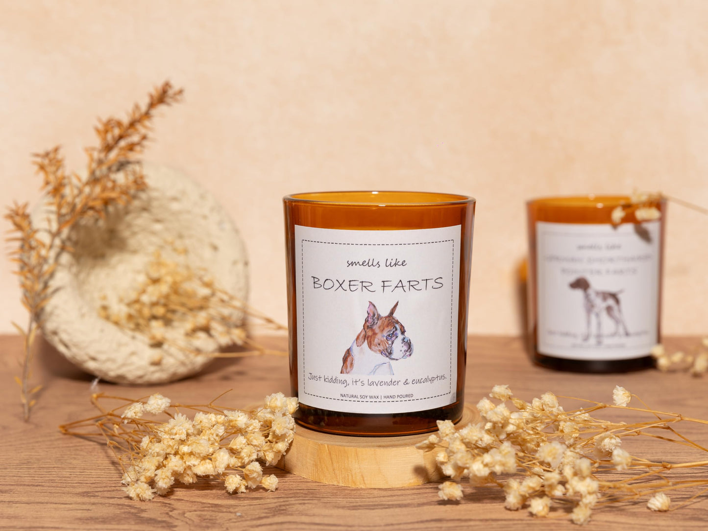 Boxer Dog Gifts & Decor, Boxer Dog Gifts for Women, Smells Like Boxer Farts Candle - Lavender & Eucalyptus, Crafted by Natural Soy Wax & Natural Essential Oils