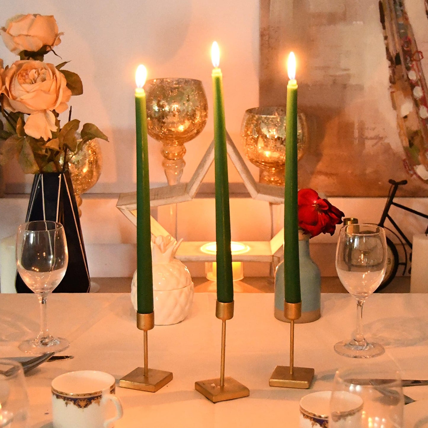 Zest Candle 12-Piece Taper Candles, 12-Inch, Hunter Green