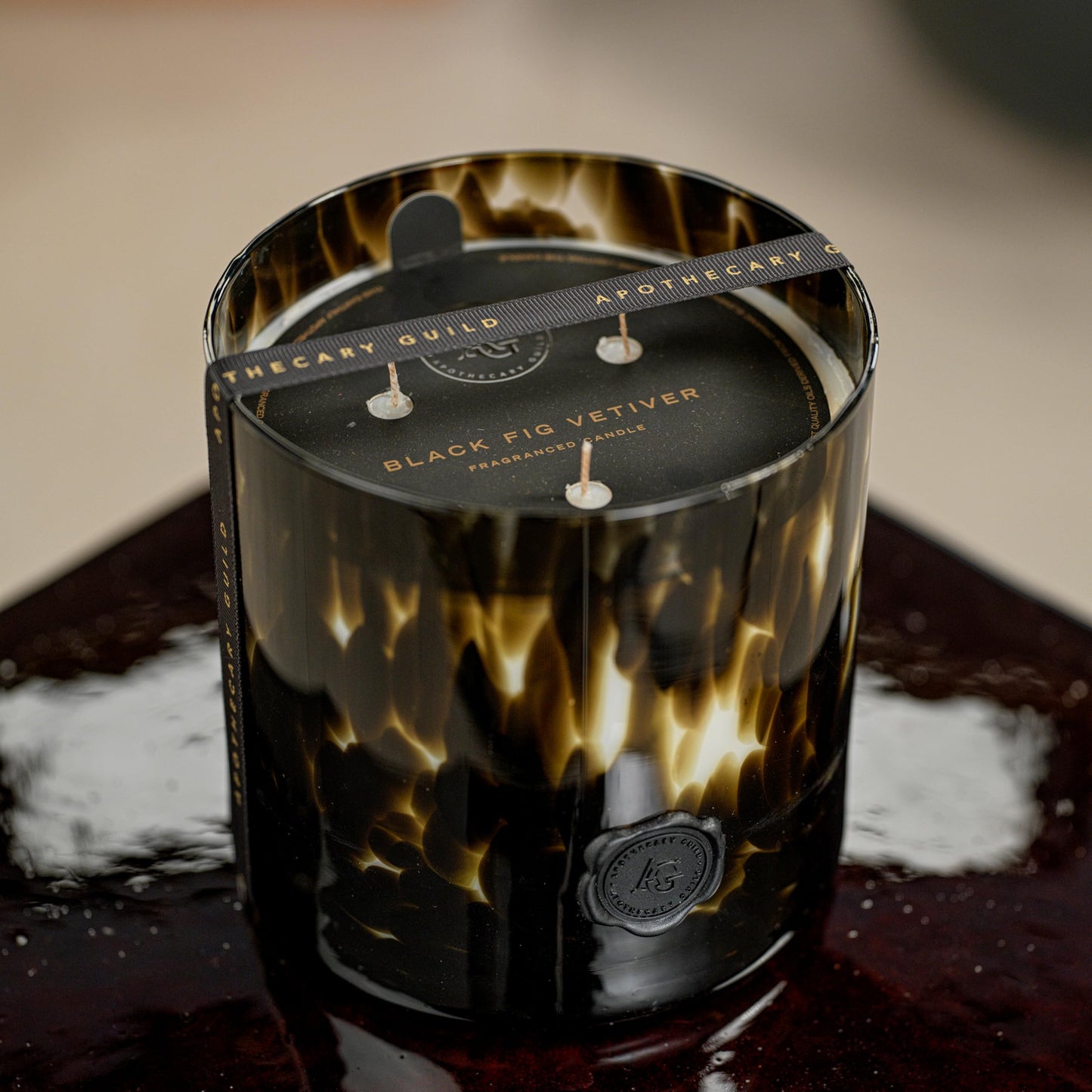 Apothecary Guild Scented Opal Glass Jar Candle- Black Fig Vetiver - 50 oz/3-Wick