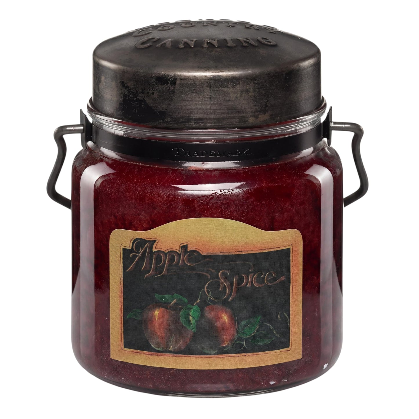 McCall’s Candles | Apple Spice | 16 oz Scented Candle | USA-Poured | Vintage Rustic Jar with Carrying Handle | Red Apple, Cinnamon & Warm Spice Fragrance