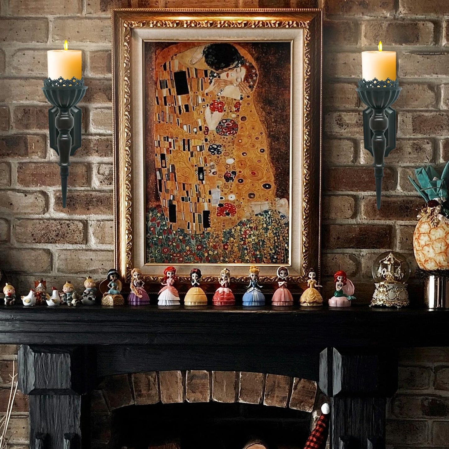 Birminwind Gothic Wall Candle Sconces Set of 2 - Black Wall Mounted Candle Holders - Halloween Decor for Indoor Living Room Bathroom