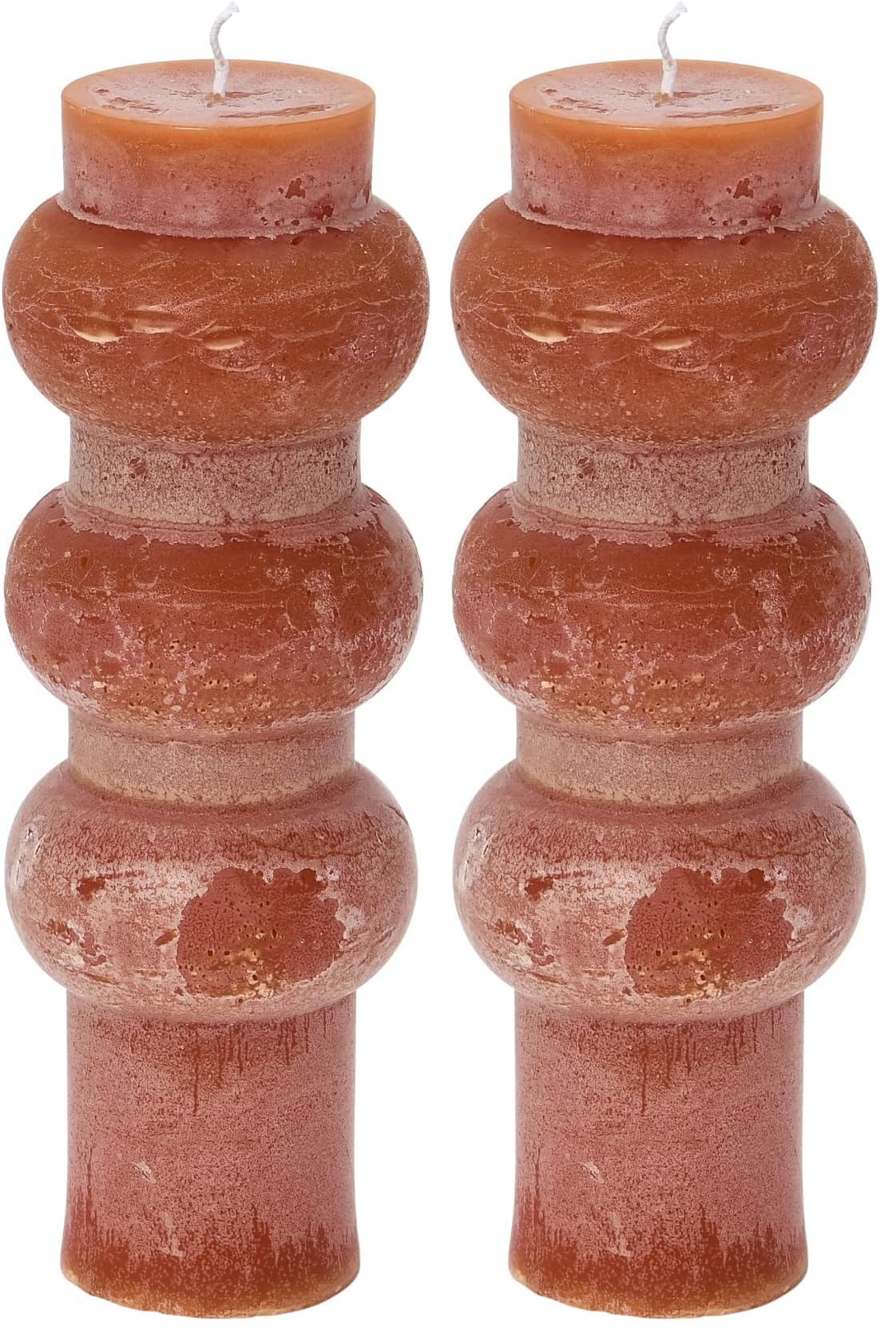 Creative Co-Op Unscented Totem Pillar, Spice Candles, 3" L x 3" W x 9" H, Orange (Pack of 2)