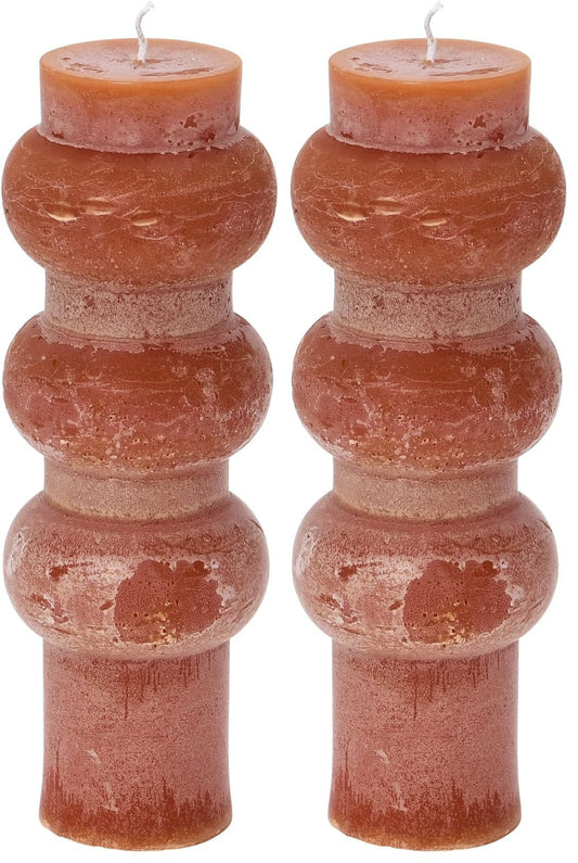 Creative Co-Op Unscented Totem Pillar, Spice Candles, 3" L x 3" W x 9" H, Orange (Pack of 2)