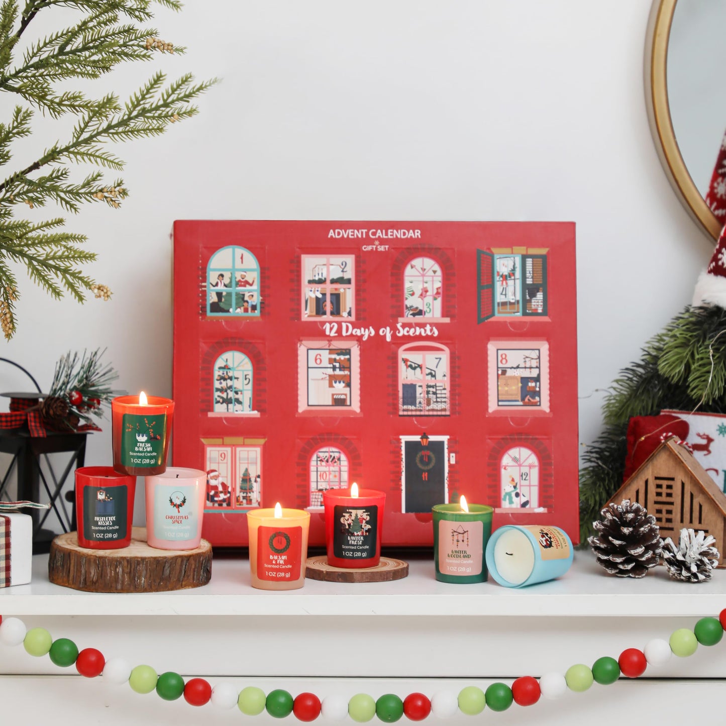 12 Days of Christmas Candles Set – Countdown Candle Advent Calendar with 12 Scented Soy Wax Candles – Christmas Candles Gifts for Women, Family, Friends, 12 Days of Xmas Gift Ideas