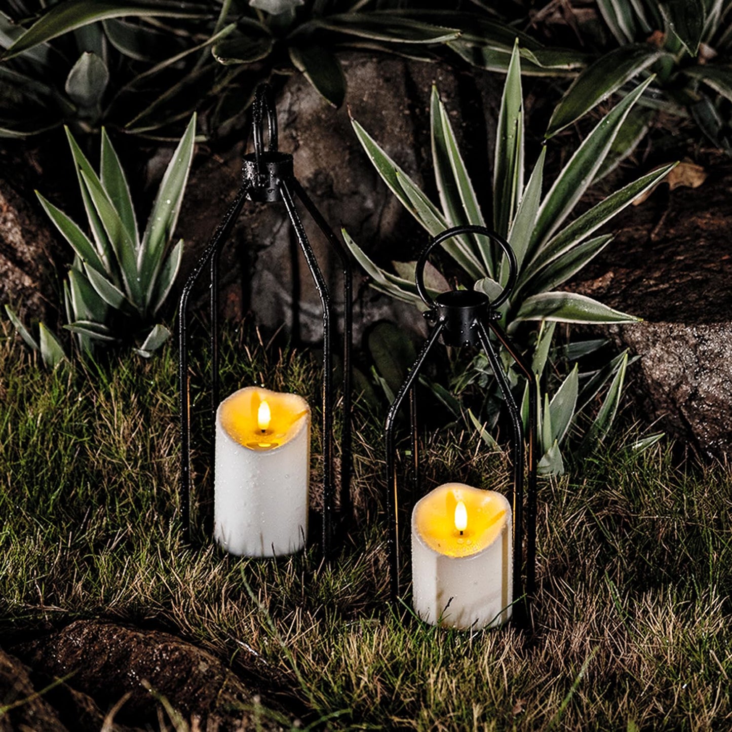 Homemory Outdoor Waterproof Flameless Candles, LED Candle with Remote and Timer, Battery Operated Candles, Electric Fake Plastic Candles, Ivory White, Set of 3