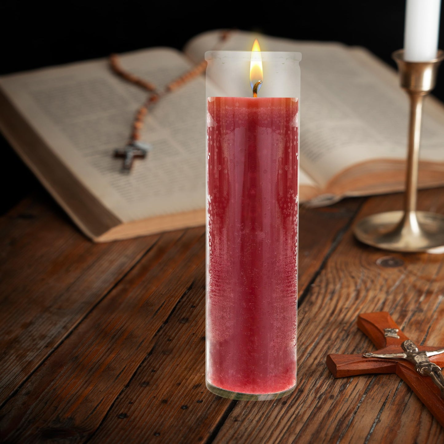 Mega Candles 6 pcs Unscented Red 7 Day Glass Container Devotional Prayer Candles, Premium Wax Candle 2 Inch x 8 Inch, Sanctuary, Vigils, Prayers, Blessings, Religious, Memorials, Remembrance