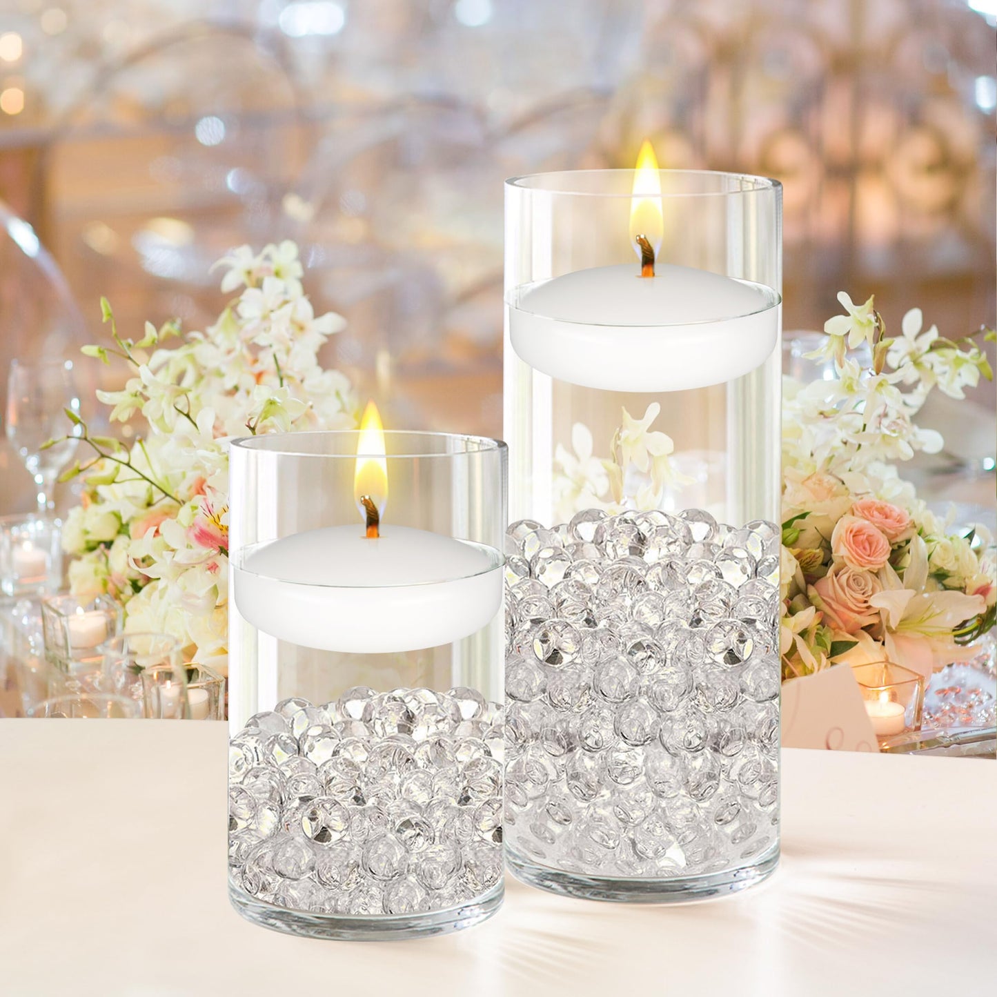 Mega Candles 48 pcs Unscented White Floating Candles, Hand Poured Wax Candle 3 Inch Diameter, Home Décor, Wedding Receptions, Occasions, Festivities, Events, Meditations, Tranquility, Spa