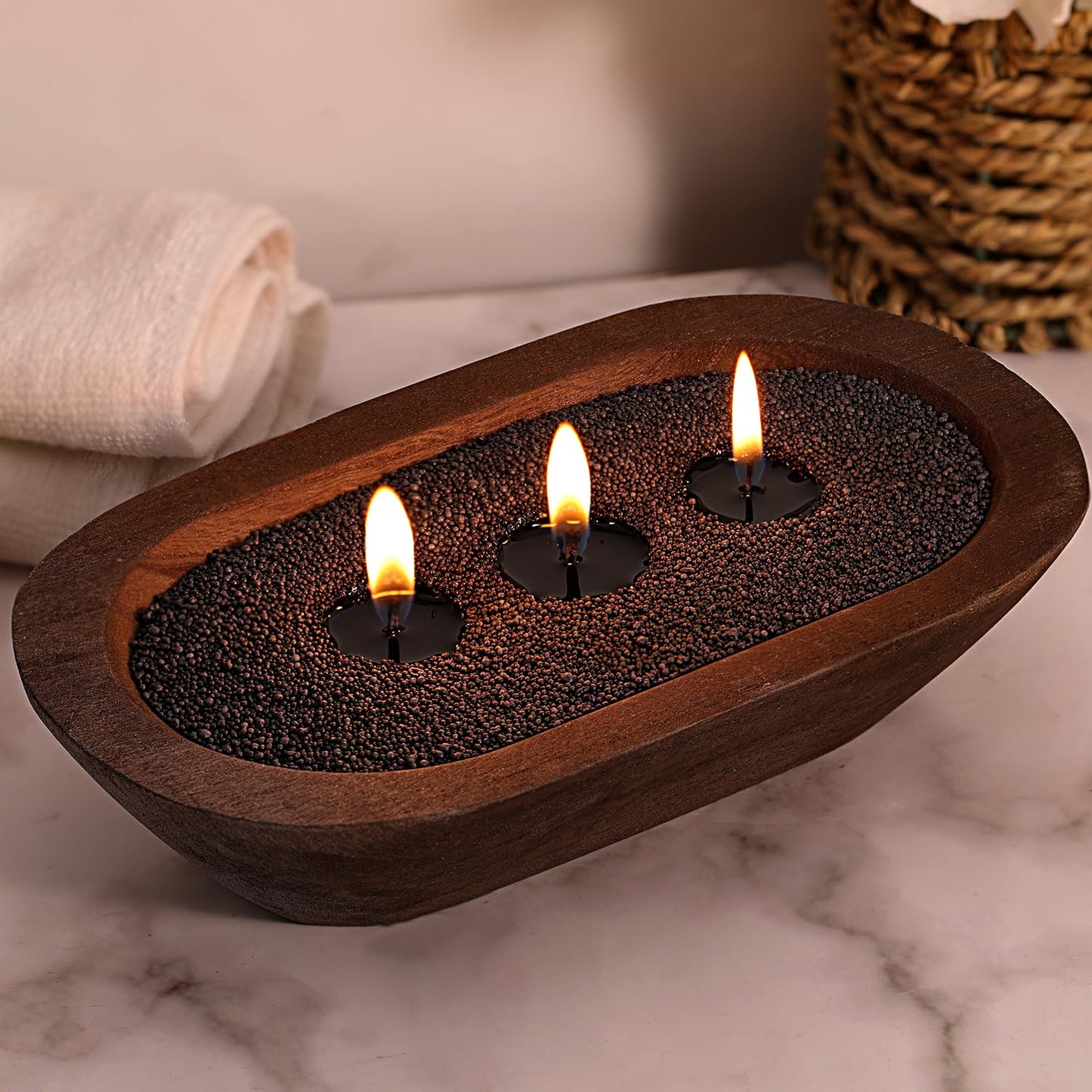 LAMORGIFT 16LB Black Candle Sand- Pearled Candles with Wicks (50 Pcs) & Wooden Spoons, Candle Beads, Sand Wax, Candles Unscented for Powder Candle Making, Refill Kit