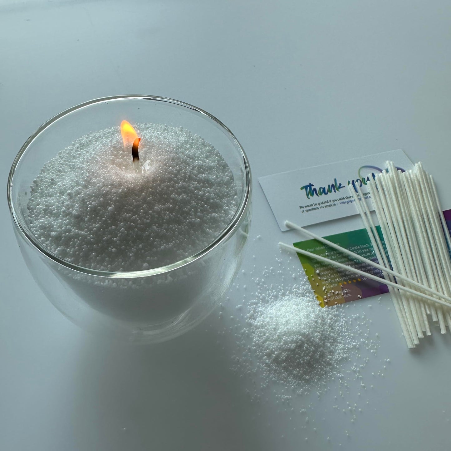 VITARIE Refillable Pearled Candle 18Oz, Unscented Candle Sand with 30pcs Natural Cotton Wicks, 1.1 Lb Long Burning Pearl Candles Sand, Candle Making Kit (Pearl White)