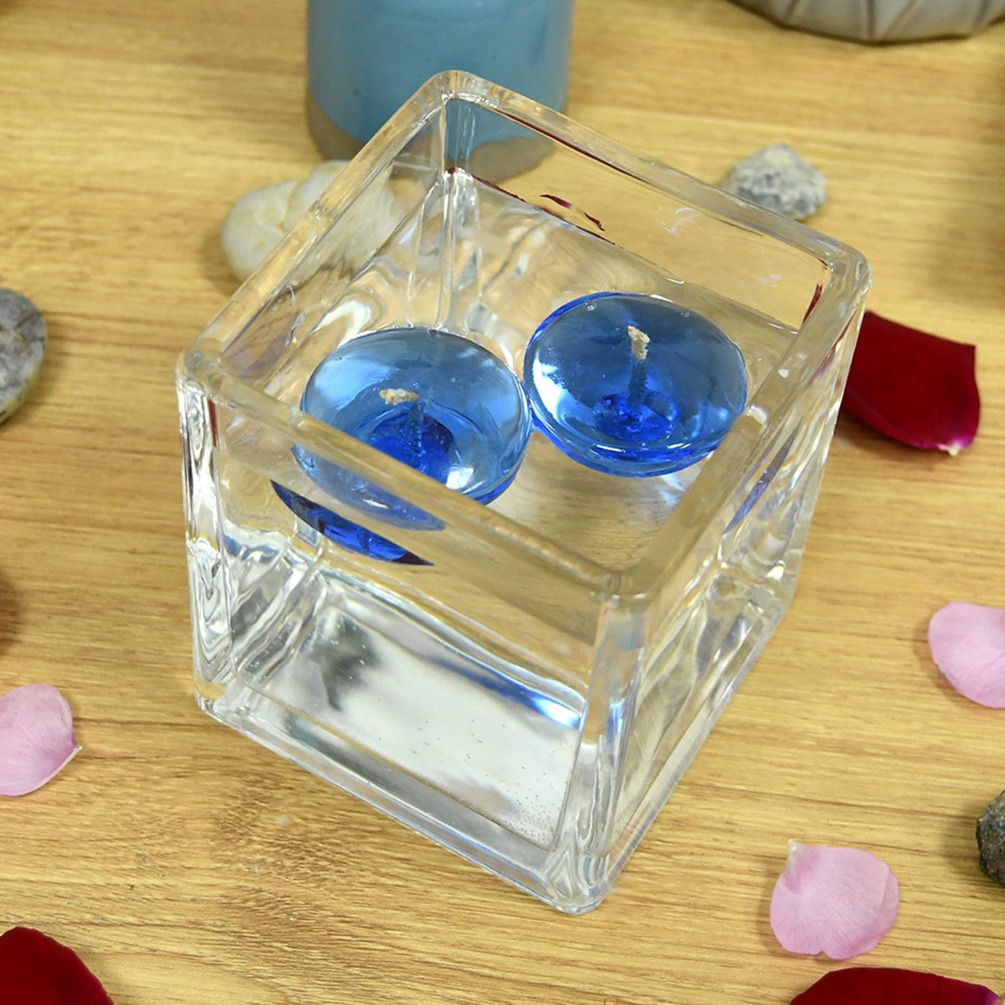 Zest Candle 12-Piece Floating Candles, 1.75-Inch, Clear Blue Gel