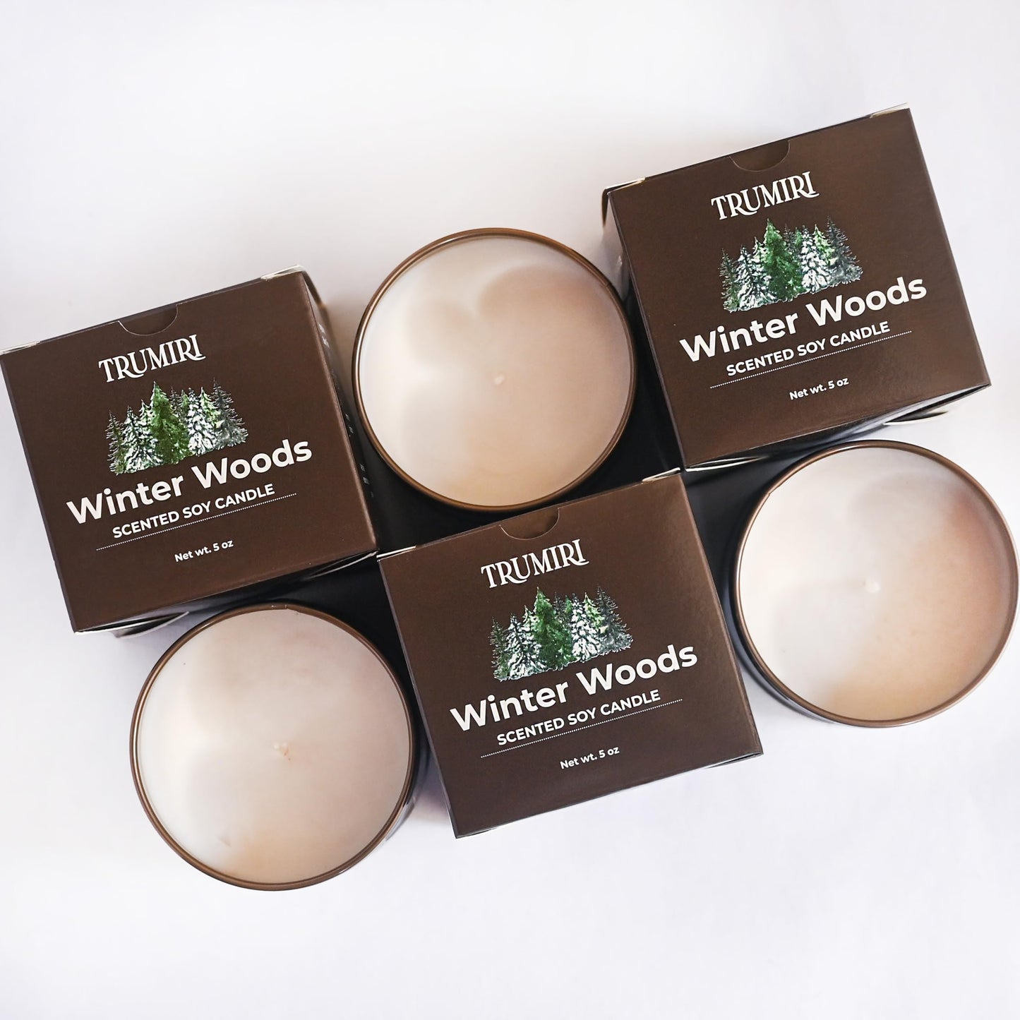Winter Woods - Soy Candles for Home Scented - for Fall Christmas Holidays - Pack of 3 x 5oz Natural Clean Non Toxic - Long Lasting Highly Scented Pet Safe - Velas Aromáticas para el Hogar Pine Candel