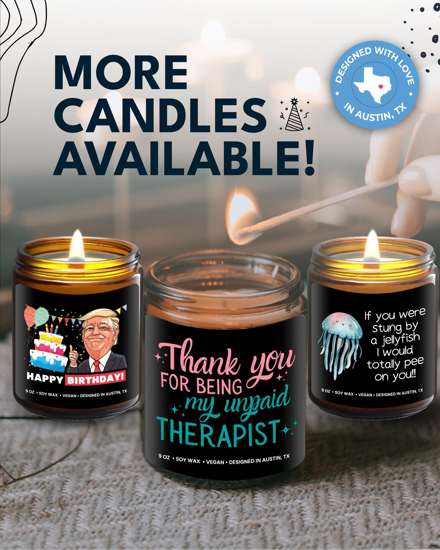 Funny Candle for Best Friend, Thank You for Being My Unpaid Therapist Candle, Unique Best Friend Candles for Women, Funny Friendship Gifts, Gifts for Bestfriends, Birthday, Christmas, Gift-Ready