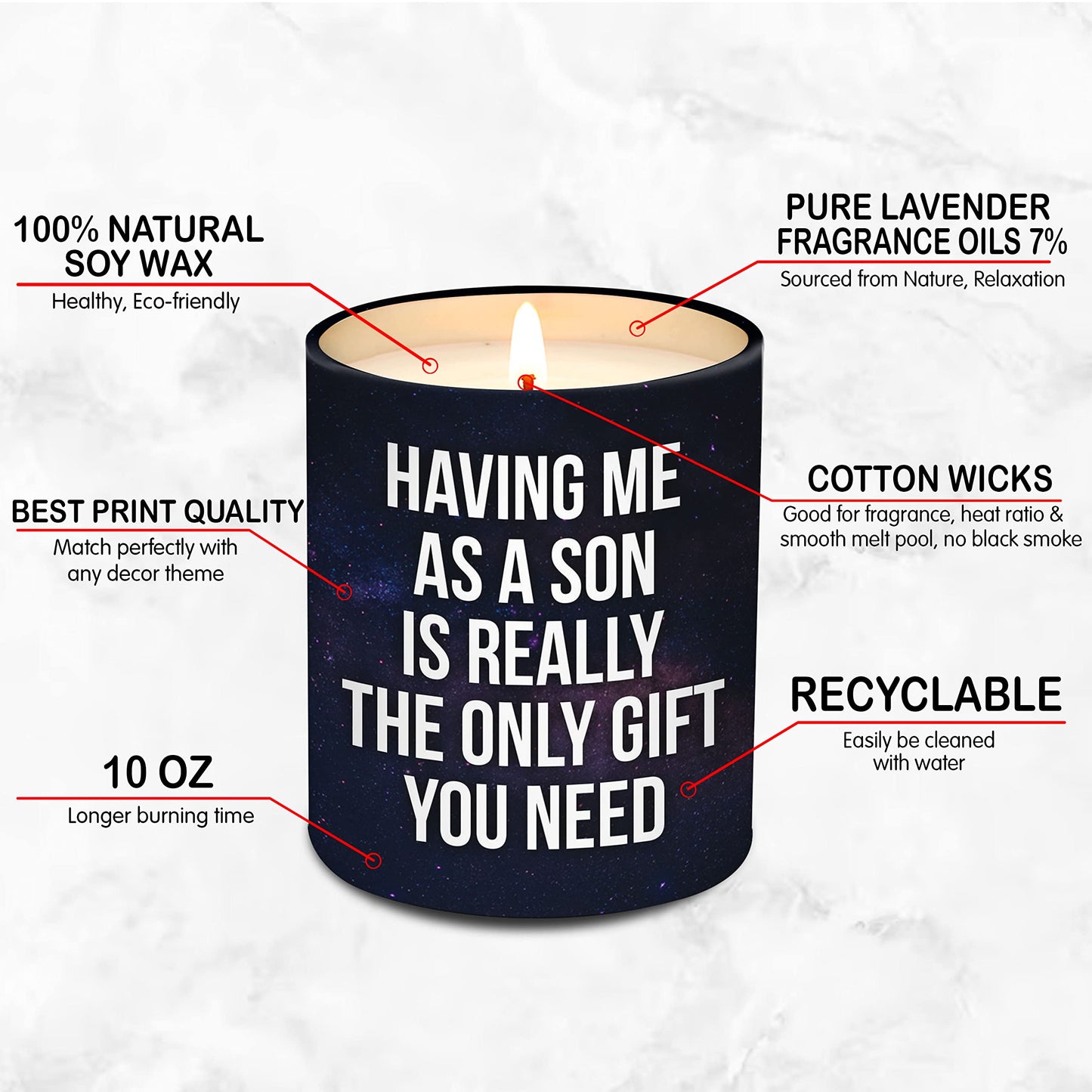 Mothers Day Gifts for Mom from Son - Birthday Gifts for Mom from Son - Moms Birthday Gift Ideas from Son - Mother Gift, Funny Mother Candle, 10 Oz Jar Lemongrass Scent Soy Wax Candle