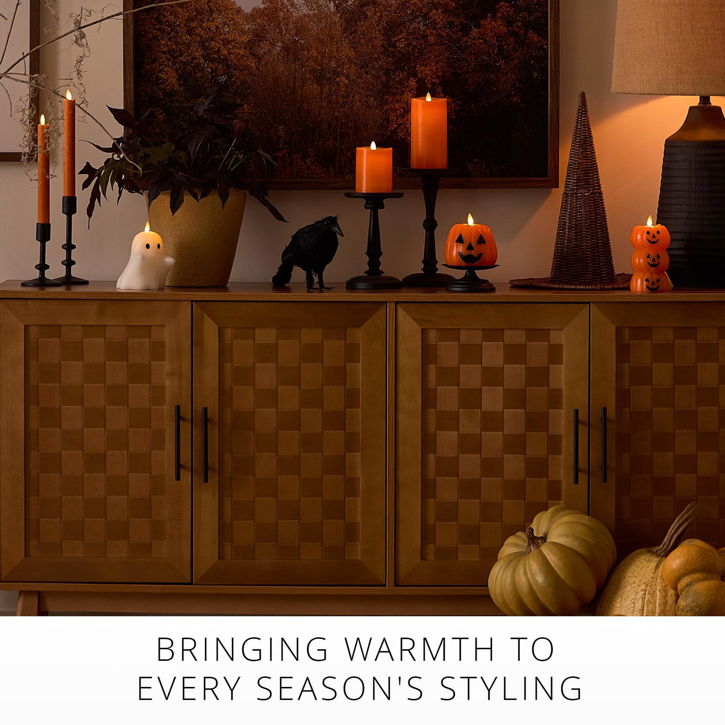 Luminara Flickering Flameless LED Candle, Battery Operated with Timer Function, Russet Orange Pillar 3 x 6.5 Inch, Real Wax Unscented Fall Home Indoor Decor, Remote Ready (Sold Separately), Melted Top