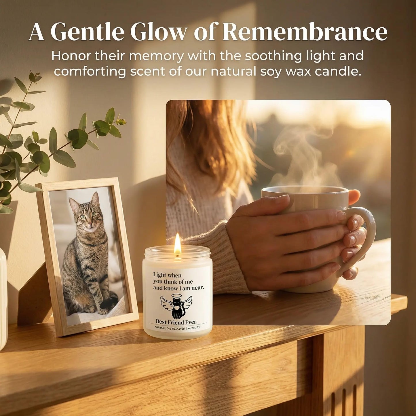 Cat Memorial Gifts for Loss of Cat, Cats Memorial Lavender Scented Candle, Loss of Cats Sympathy/Remembrance/Bereavement/Passing Away Gifts, Pet Sympathy Memory Gift